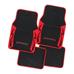 Carbon Red Carpet 4-Piece Car Floor Mats - Red [Carpet]
