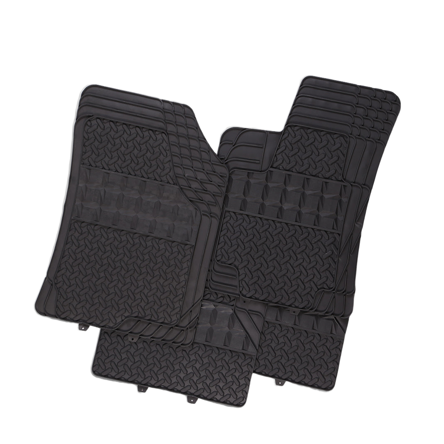 Amos 4-Piece Car Floor Mats - Black [Rubber]