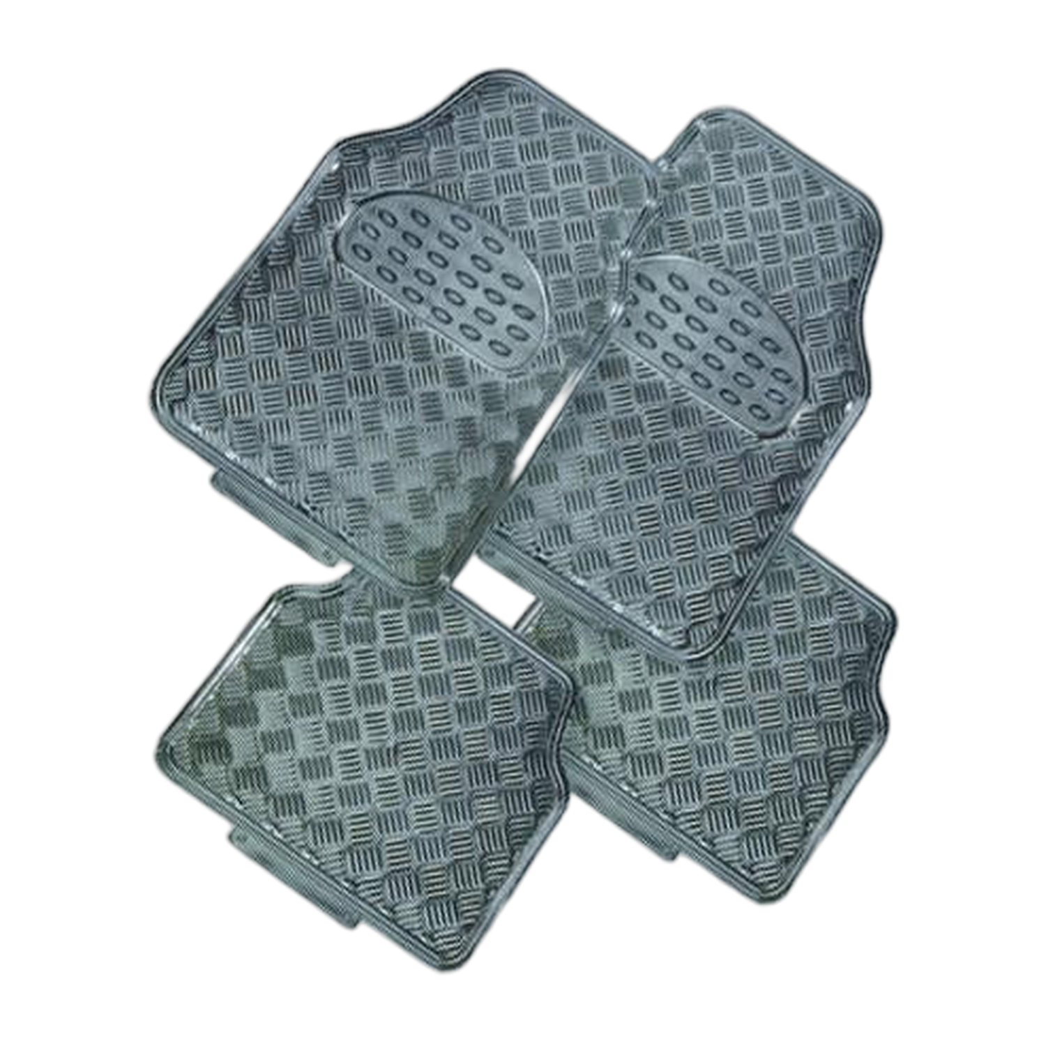 Venom 4-Piece Car Floor Mats - Carbon [Rubber, Aluminum Look]