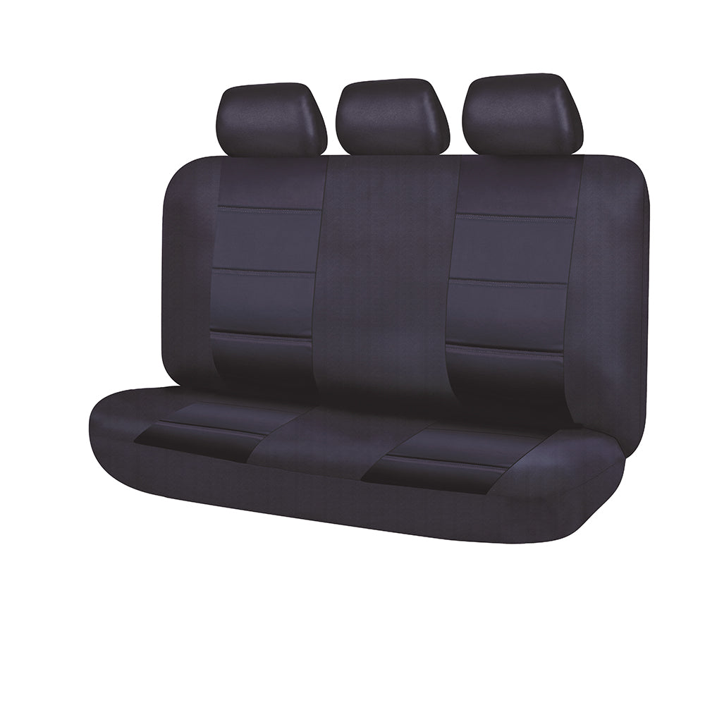 El Toro Faux Leather Rear Bench Seat Covers (3 Headrests) - Black/Black