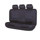 El Toro Faux Leather Rear Bench Seat Covers (3 Headrests) - Black/Black