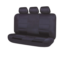 El Toro Faux Leather Rear Bench Seat Covers (3 Headrests) - Black/Black