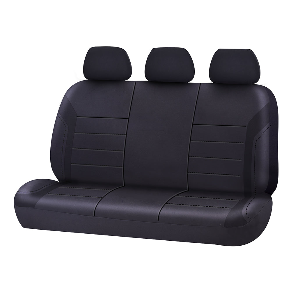 Ultra Light Neoprene Rear Bench Seat Covers (3 Headrests) - Black/Black