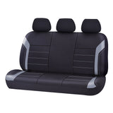 Ultra Light Neoprene Rear Bench Seat Covers (3 Headrests) - Black/Gray