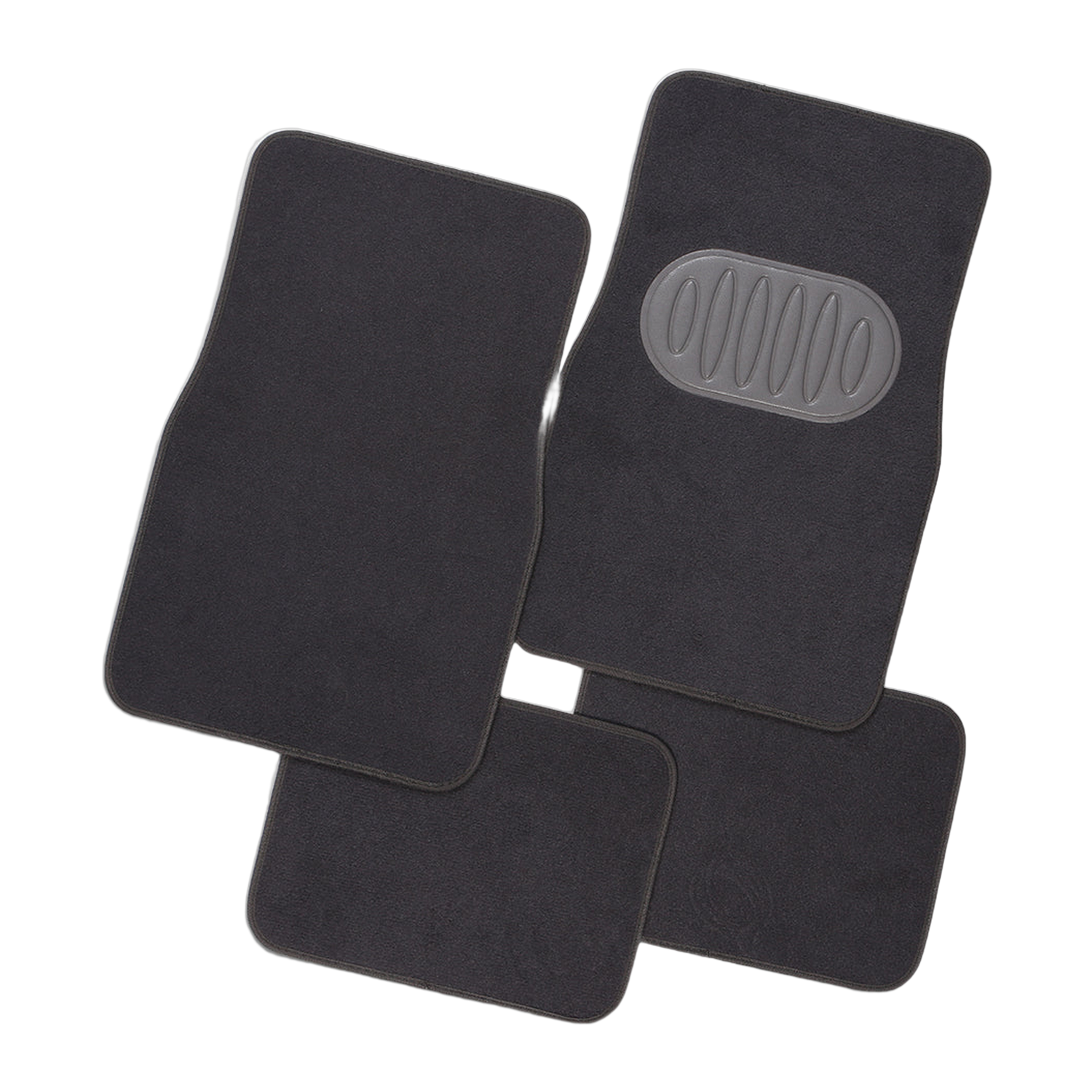 Pilot Automotive Grey Luxury Universal 4-Piece Car Floor Mats - Black [Carpet]