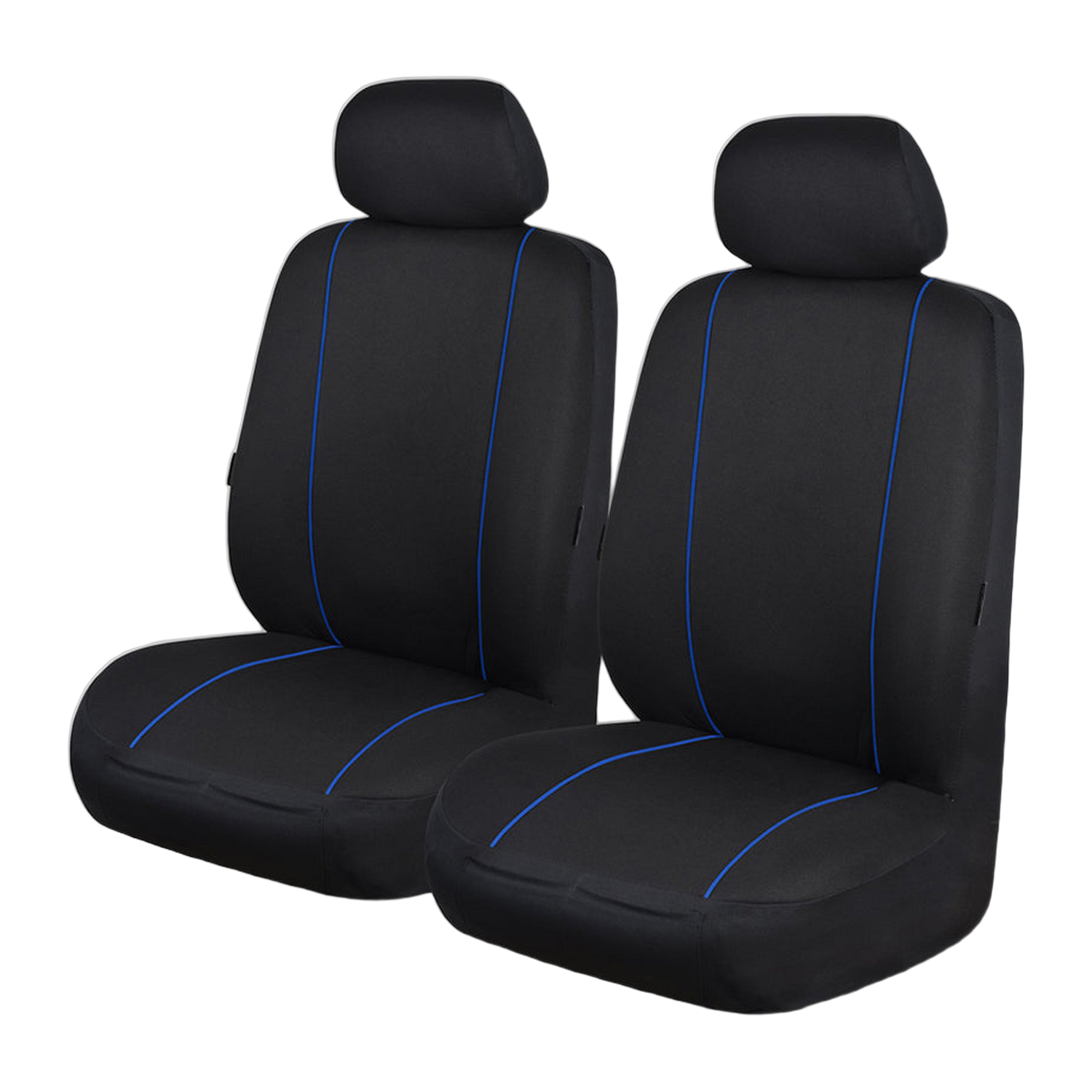 Pinnacle Front Seat Covers (Low-Back) - Black/Blue Piping