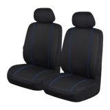 Pinnacle Front Seat Covers (Low-Back) - Black/Blue Piping