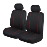 Pinnacle Front Seat Covers (Low-Back) - Black/Red Piping