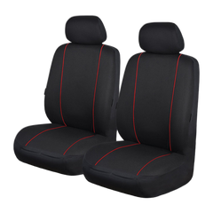 Pinnacle Front Seat Covers (Low-Back) - Black/Red Piping