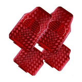 Venom 4-Piece Car Floor Mats - Red [Rubber, Aluminum Look]