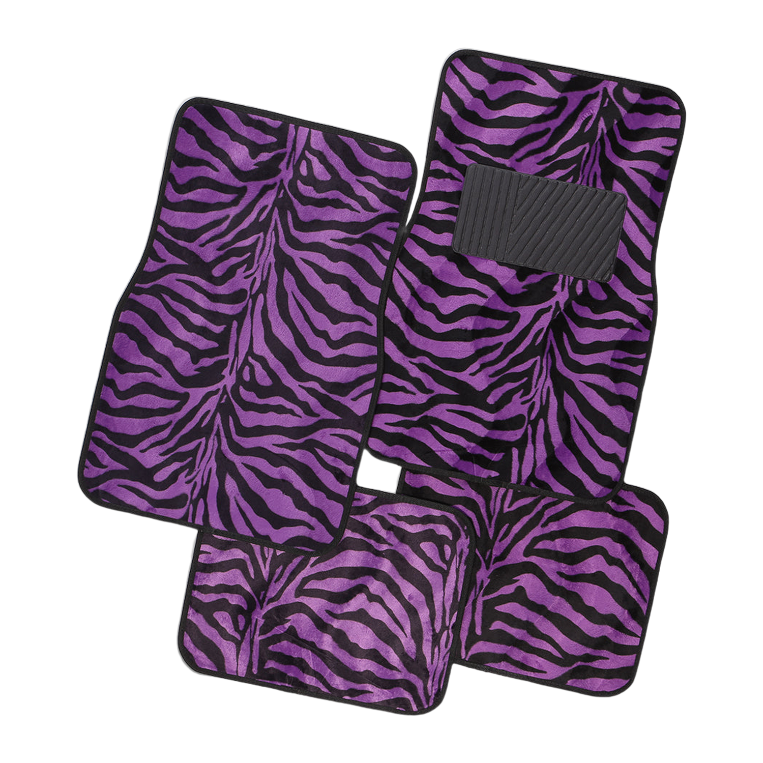 Safari Carpet Mat Purple Zebra 4-Piece Car Floor Mats - Purple [Carpet]