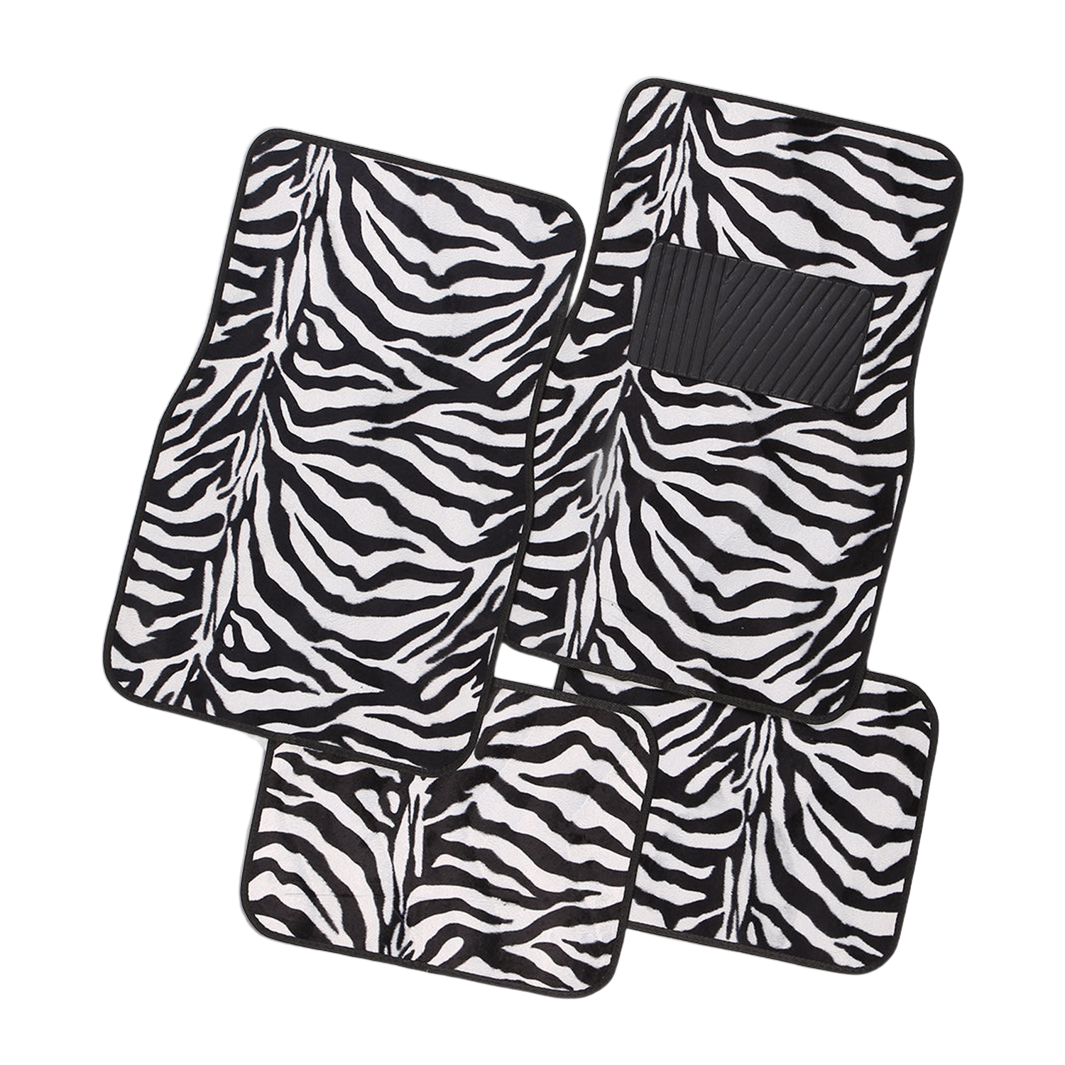 Safari Carpet Mat White Zebra 4-Piece Car Floor Mats - White [Carpet]