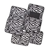 Safari Carpet Mat White Zebra 4-Piece Car Floor Mats - White [Carpet]