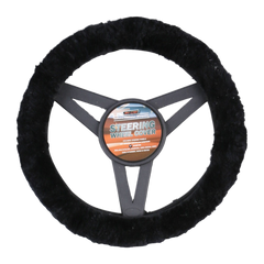 Sheepskin Luxury Steering Wheel Cover - Black