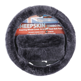 Sheepskin Luxury Steering Wheel Cover - Charcoal (Charcoal)