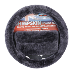 Sheepskin Luxury Steering Wheel Cover - Charcoal (Charcoal)