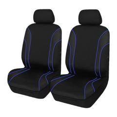 Strident Suede Front Seat Covers (Low-Back) - Blue Piping