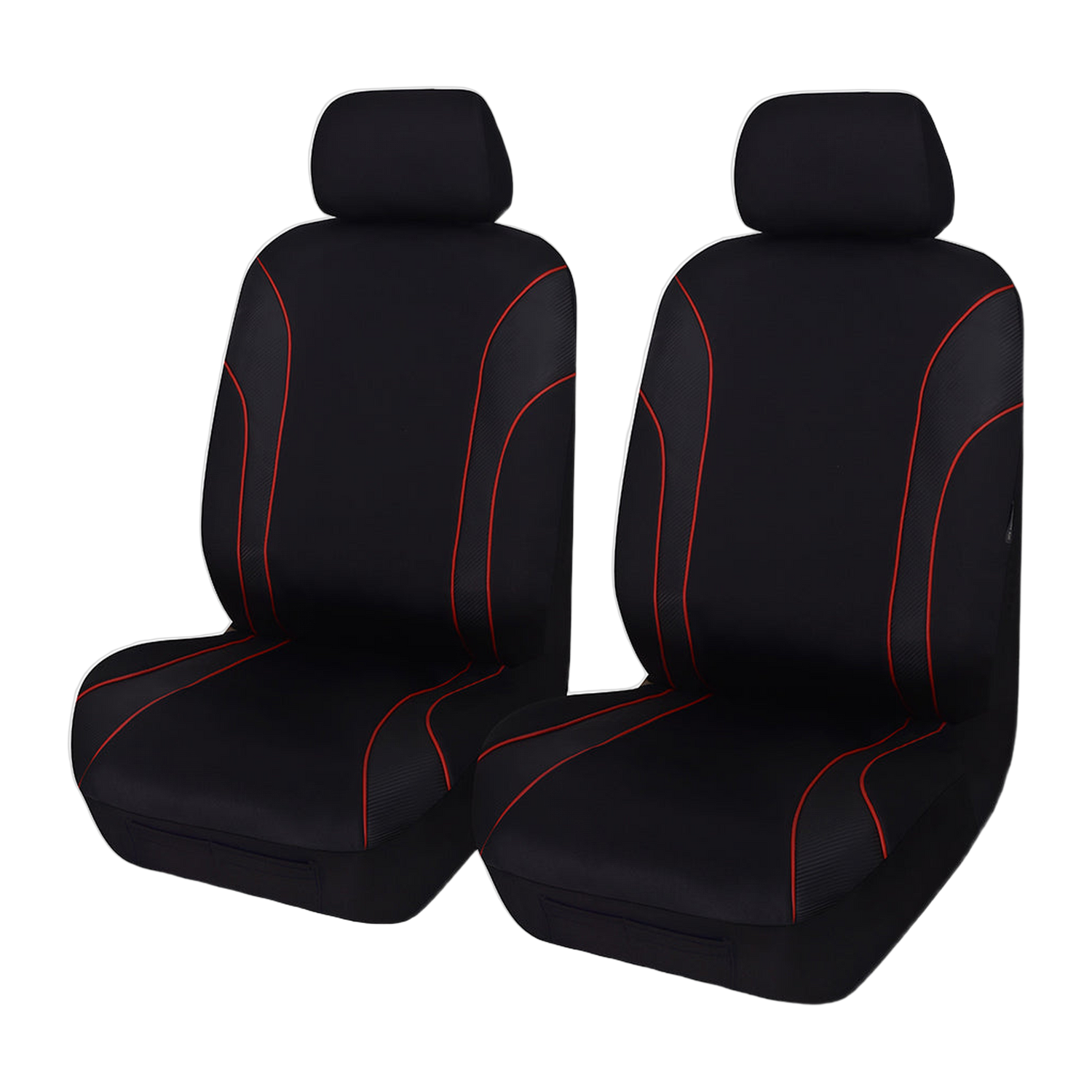 Strident Suede Front Seat Covers (Low-Back) - Red Piping