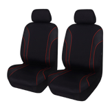 Strident Suede Front Seat Covers (Low-Back) - Red Piping