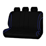 Strident Suede Rear Bench Seat Covers - Blue Piping