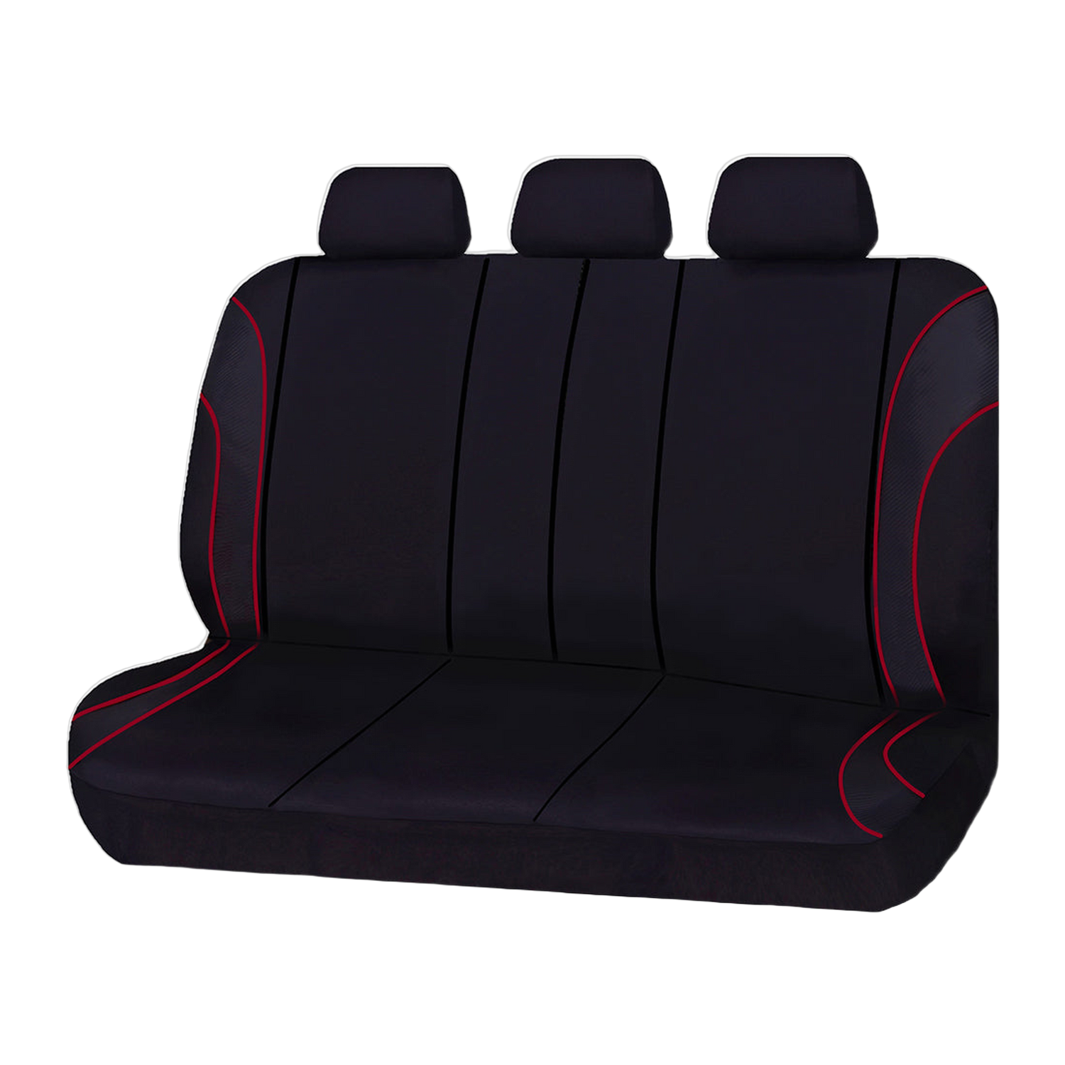 Strident Suede Rear Bench Seat Covers - Red Piping