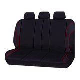 Strident Suede Rear Bench Seat Covers - Red Piping