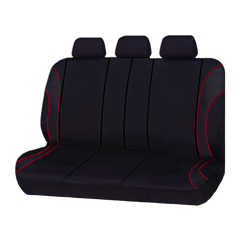 Strident Suede Rear Bench Seat Covers - Red Piping