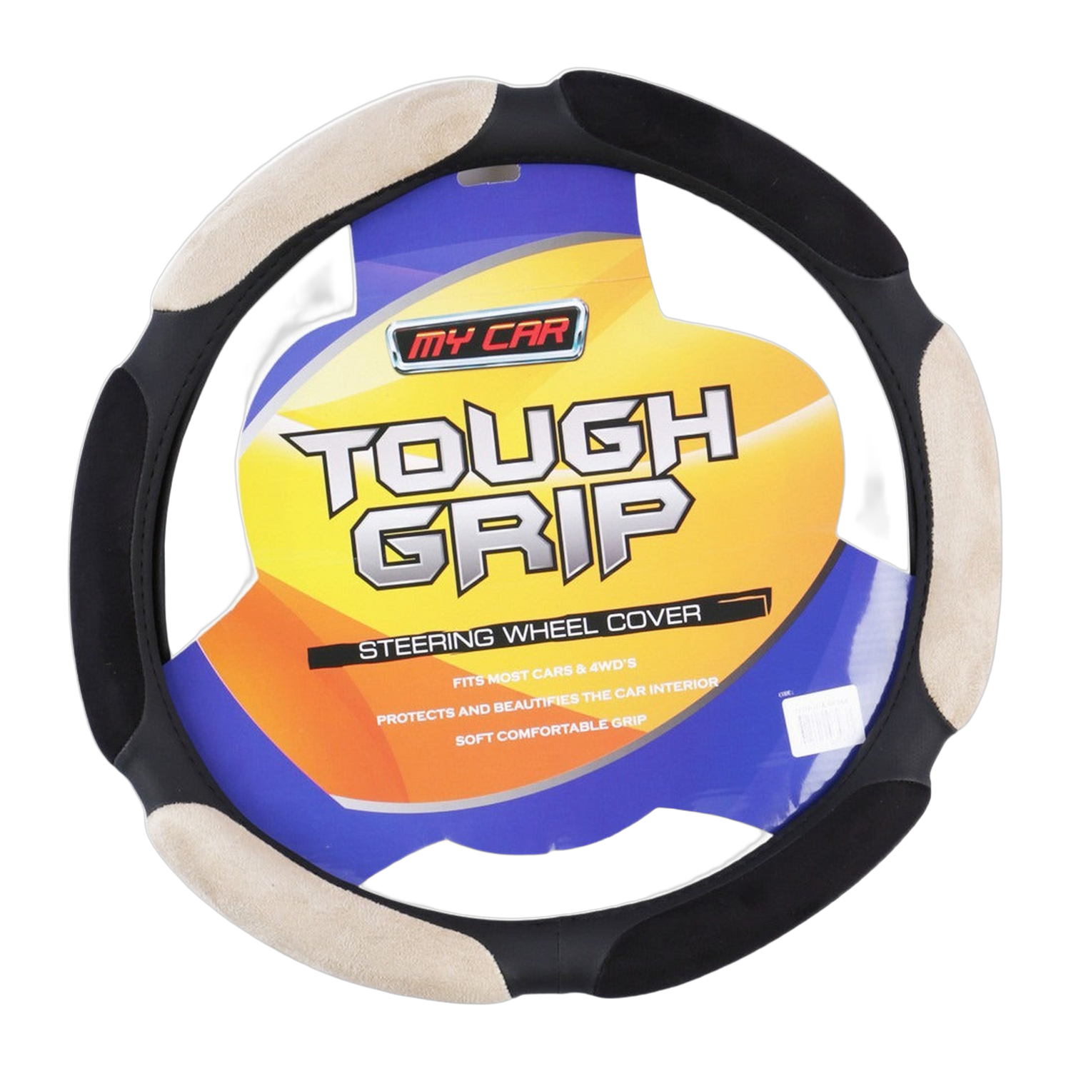 Florida Suede Grip Steering Wheel Cover - Black/Beige