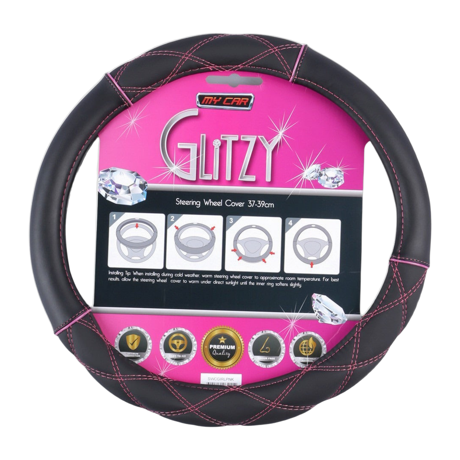 Girly Steering Wheel Cover - Pink