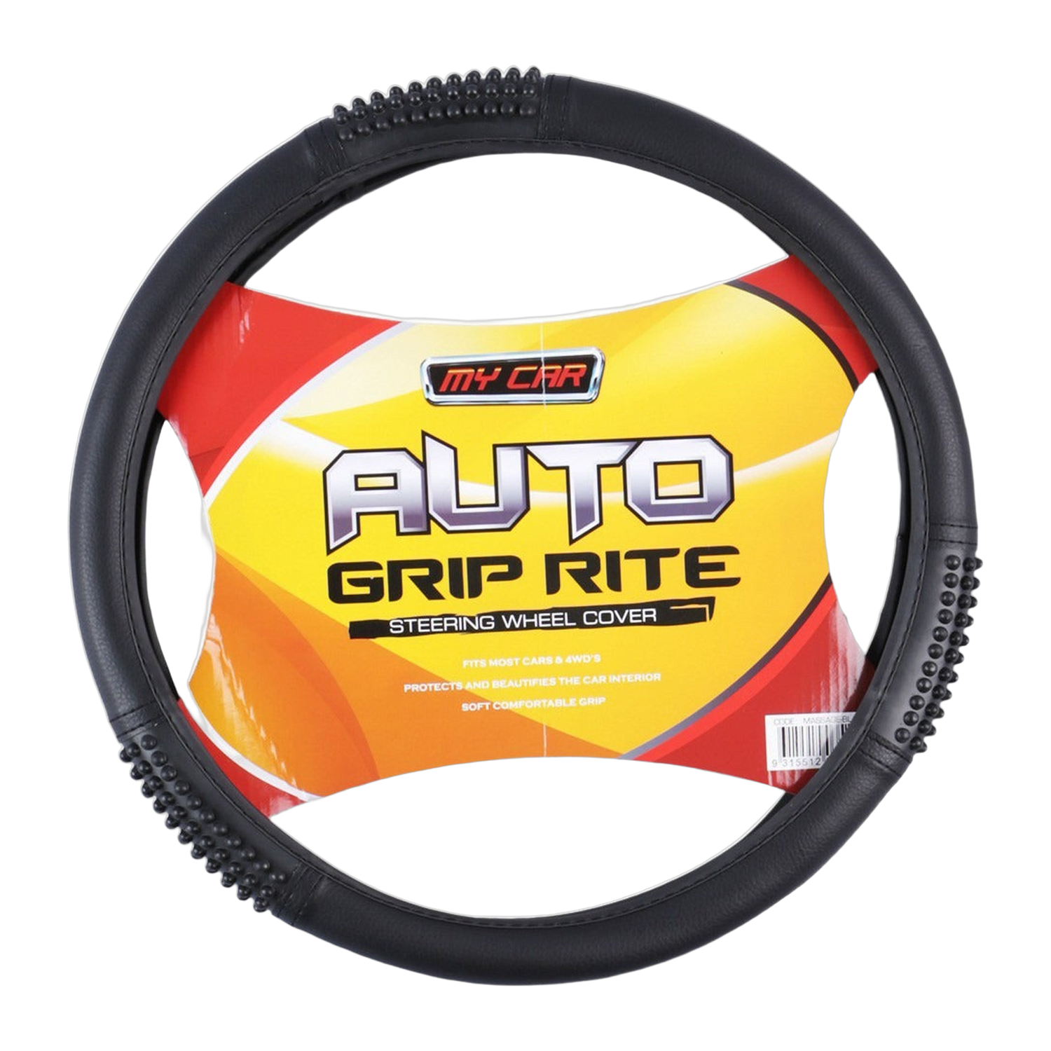 Massage Faux Leather Steering Wheel Cover - Black