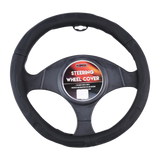 New York Faux Leather Steering Wheel Cover - Black