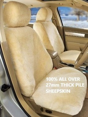 Granduer Sheepskin Seat Covers - Universal Size (27mm) Skin all over - Charcoal