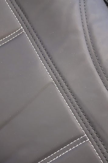 Universal Lavish PU Leather - Front Seat Covers Size 30/35 | Black/White Stitching