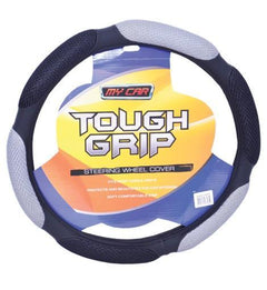 Ohio Suede Grip Steering Wheel Cover - Black/Gray