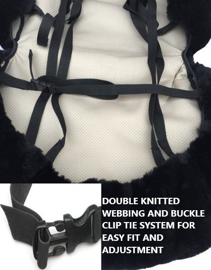 Lambswool Sheepskin Seat Covers - Universal Size (27mm) - Black