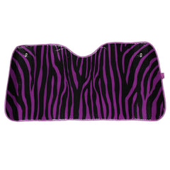 Zebra Print Windshield Sunshade - Purple