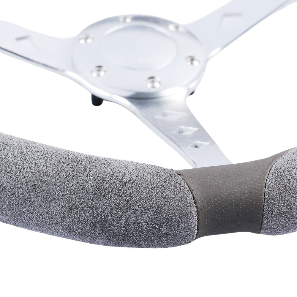 Arizona Steering Wheel Cover With Plush Suede Grips - Grey